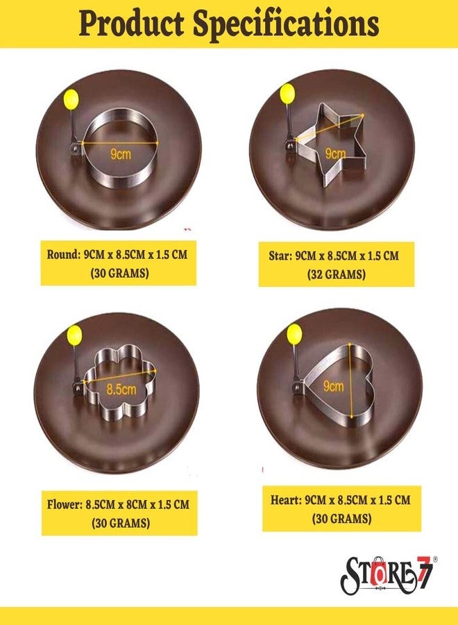 Connectwide Stainless Steel Fried Egg Mold Non Stick Omelette Pancake Rings Cooking Tools, Set of 4, Silver - Image 3